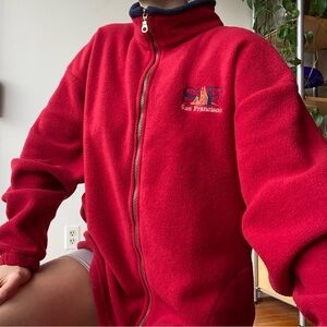 Vintage San Francisco red fleece zip up